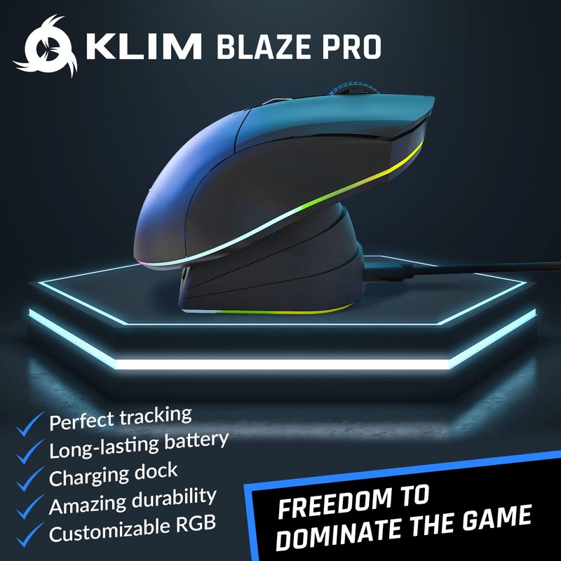 KLIM Blaze Pro Rechargeable Wireless Gaming Mouse with Charging Dock