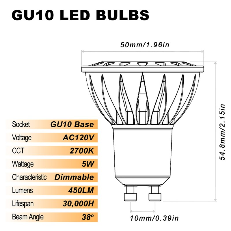 ALIDE GU10 Led Light Bulbs Dimmable AC120V,25W 35W 50W Halogen