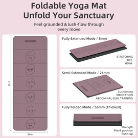 WUWAN TPE Yoga Mat Foldable 8mm Thick Light Non-Slip for Home/Gym/Travel