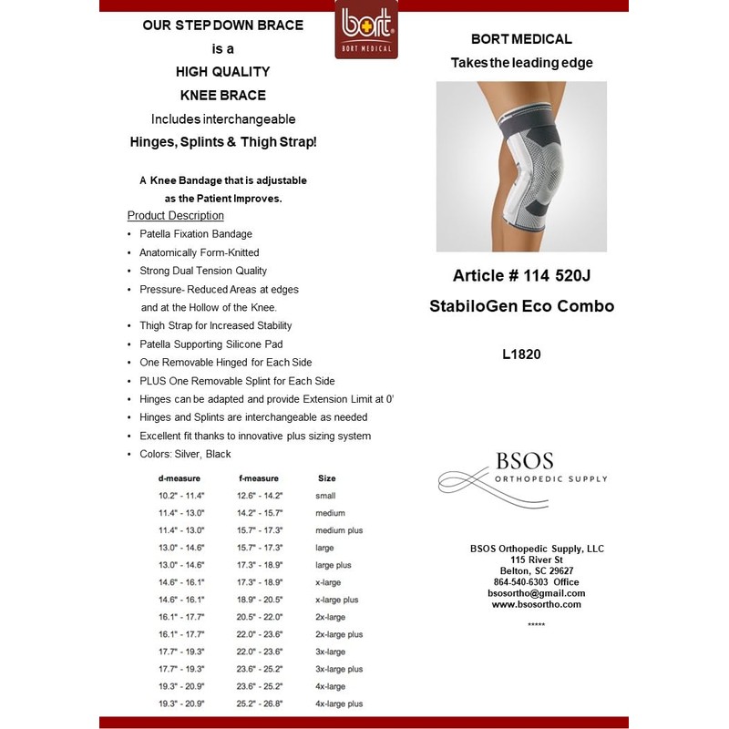 BORT StabiloGen® Combo, Step Down Knee Brace, Interchangeable 2 Hinges