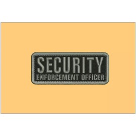 SECURITY E Officer emb patch 5x2'' velcr@ On Back Gray On Black