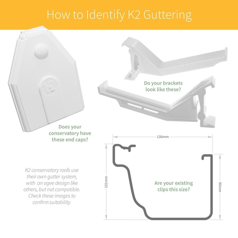 2 x K2 C8067 Conservatory Gutter Union or Corner or