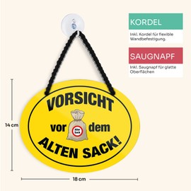 schilderkreis24 Tin Sign Funny Saying "Vorsicht vor dem alten Sack!" Decorative Gift Idea Man Woman 18 x 14 cm
