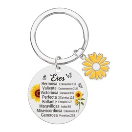 Luvsweets Regalos Cristianos en Español, Regalos Cristianos Llaveros Para Mujer, Spanish Bible Verse Sunflower Keychain, Inspirational Religious Faith Based Christmas Valentines Mother's day Gifts