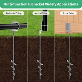 Phopich 28in Multi-Purpose Ground Anchors Screw in, 4Pack Fully Welded Heavy Duty Trampoline Stakes with Brackets, T-Wrench and Adapter for Drill, Earth Anchor kit for Mobile Home, Trampoline, Shed