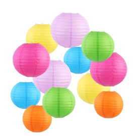 ZYOOO Pack of 12 Pastel Colourful Paper Lanterns, Round Lampshade (25 cm, 20 cm, 15 cm), Lanterns, Wedding, Decoration, Garden Party, Bride to Be Decoration