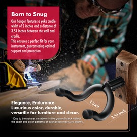 ClefArc Guitar Wall Mount 1 Pack, Black Walnut Guitar Wall Hangers, U-Shape Hardwood Guitar Hanger, Guitar Gifts for Men Guitarists, Guitar Accessories, with 6 Assorted Guitar Picks