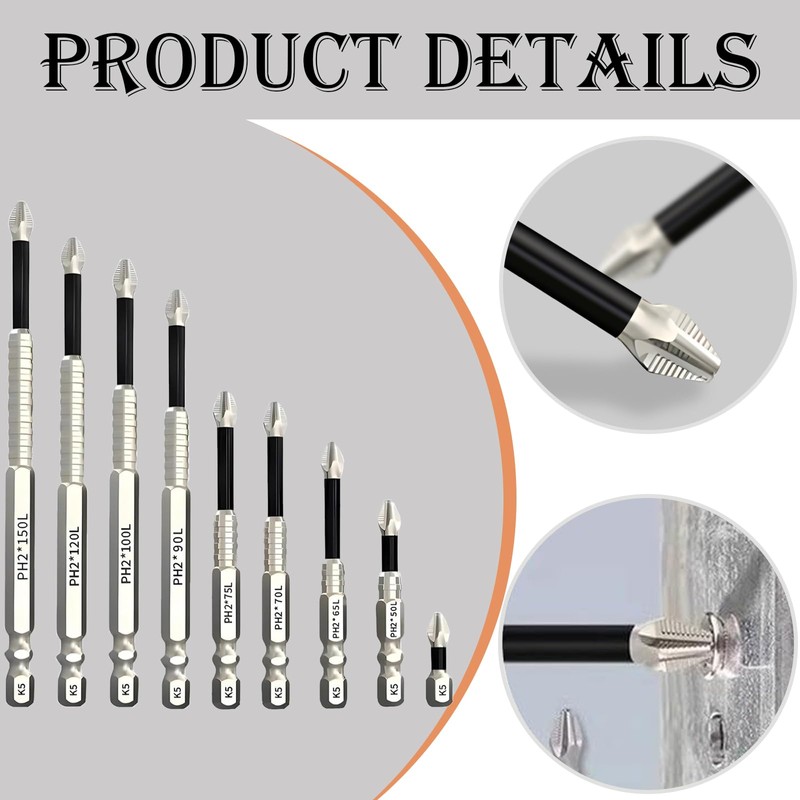 9PCS High Magnetic Screwdriver Drill Bit Set,High Magnetic Drill Bit