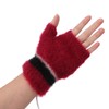 USB Heated Gloves Half Fingerless Flip Burgundy Double Sided Knit