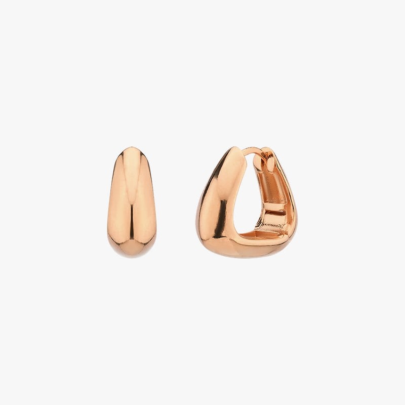 Gold&Deer 14K Goldfield Bold Drop Triangle One-Touch Earrings White Gold