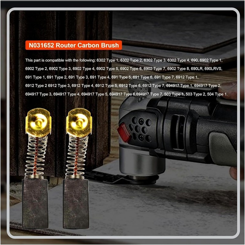 N031652 Router Carbon Brush Set, 6-Piece, Fits Porter Cable 6302