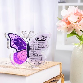 Auntie Gifts, Christmas Gifts for Auntie, Auntie Birthday Gifts - Acrylic Butterfly Plaque Birthday Xmas Gifts for Auntie, Best Auntie Gifts from Nephew Niece, Auntie Presents, Aunty Birthday Gifts