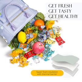 Hihealer Deluxe Lunch Bag Women with Rare Floral Design - Large Leakproof Insulated Multi Pocket Cool Bag with Removable Strap for Work/Picnic Gifts Christmas Xmas Gifts for Women