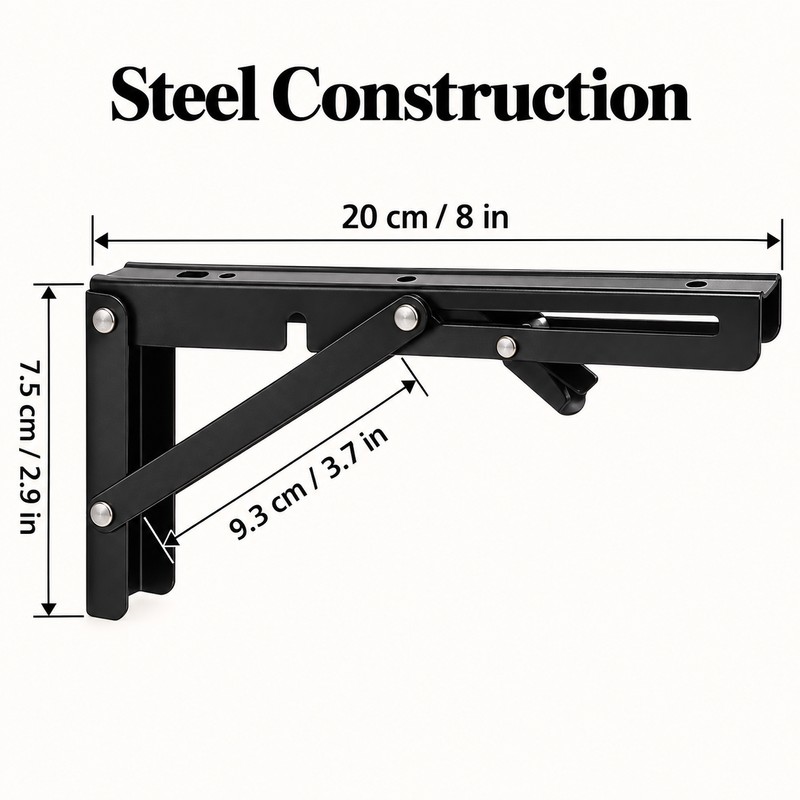 2-Pack 8 Inch Folding Shelf Brackets, Metal Wall Mounted Locking