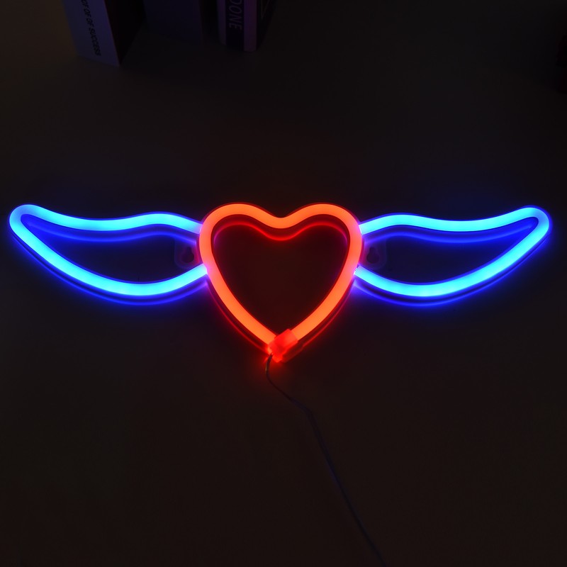 Heart Shaped Neon Light Safe Energy Saving Dual Power Heart