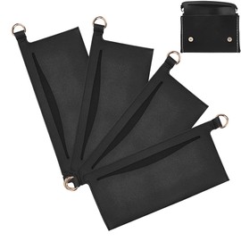 WADORN 4-Piece Organiser Insert for Wallet Conversion Kit, Clutch Designer Wallet Conversion Kit, Purse, Shoulder Bag, Conversion Insert, Soft Leather with D-Rings, Black, 17 x 6.8 cm