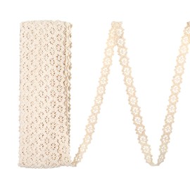 BOHUIZ 15 Yard Vintage Lace Ribbon, Ribbon, Beige Cotton Lace Trim, Decorative Ribbon, Lace Trim for Sewing, Craft, Wedding, Decoration, Gift Box