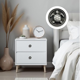 FKLOYP Antique Silver Turtle Cabinet Knobs(Set of 8), Nautical Drawer Pulls Vintage Round Dresser Knobs Coastal Ocean Animal Theme Cabinet Pulls Used for Kitchen/Cupboard/Bathroom/Hardware