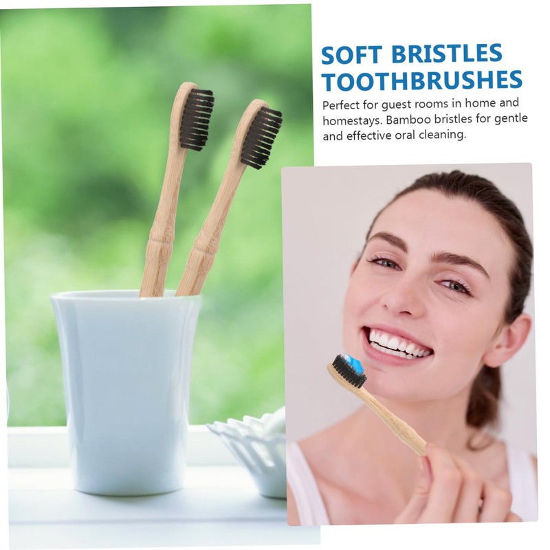 NOLITOY 4pcs Bamboo Toothbrushes Soft Bristles for Oral for Home