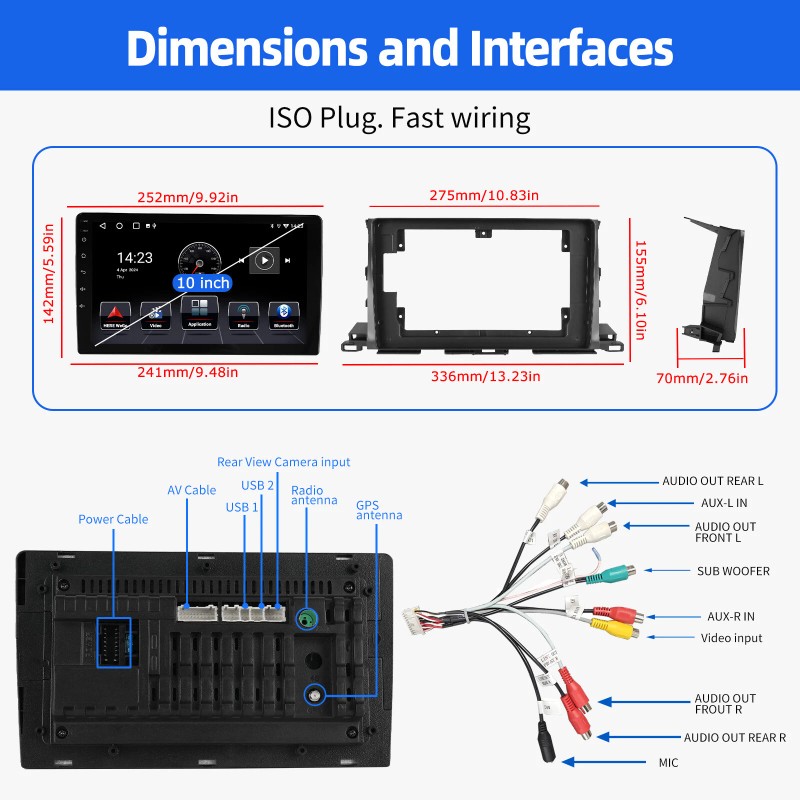 ESSGOO 4+64GB For Toyota Highlander 2014-2019 Car Stereo Android 14