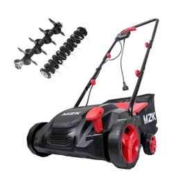 MZK 13-inch 13-Amp 2-in-1 Electric Dethatcher and Scarifier w/Removeable 4-Position Height Adjustment,Lawn dethatcher w/8-Gallon Thatch Collection Bag,Keep Lawn Health