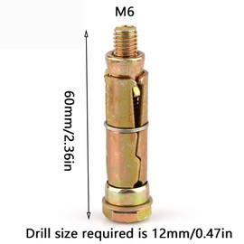 Wmzjnljy 10pcs M6 x 60mm Expansion Bolts, Plugs Concrete Ground Anchor Bolts Ideal for Concrete Machinery & Furniture(Z46-10)