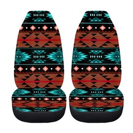 UNICEU Southwestern Navajo Geometric Car Seat Covers 2 Pcs Auto Interior Decorations Soft Durable High Back Seat Protector Covers Universal Fit Trucks SUV Van
