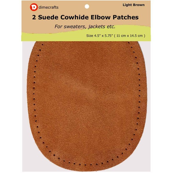 ELDIYME Fine Garment Suede Sew-On Elbow Patches 4.25 x 5.75 in 2/Pkg - Brown