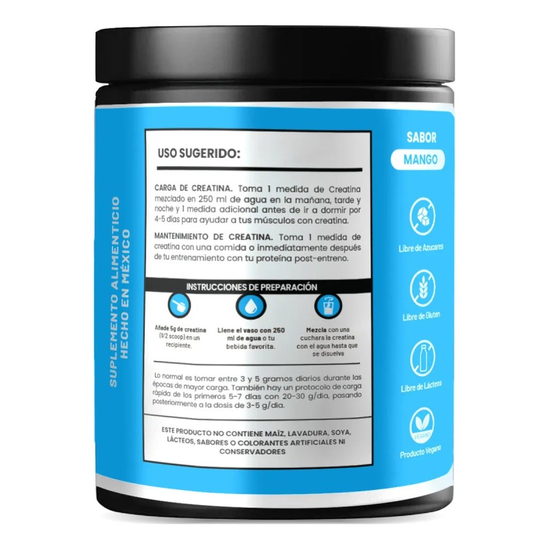 Creatina Monohidratada En Polvo 500g D-mon Varios Sabores Mango