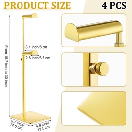 Landhoow 4 Pcs Stainless Steel Purse Display Stand Handbag Display Stand Rack Adjustable Height Holder Stand Set for Boutique Store Home Store Counter Shelf Floor Props Decors