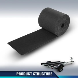 PIT66 12in x 50ft Boat Trailer Bunk Carpet, Black Outdoor Ribbed Marine Carpet Bunk for Boat Trailer Runner Boat Lift Bunks