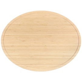 BambooMN Heavy Duty Premium Bamboo Oval Shaped Cutting and Serving Board - 17" x 13" x 0.75" - Grooved/Flat - 1 Piece