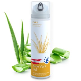 HELFE® Aloe Vera Gel 100% rein (195 ml) sanfte Feuchtigkeitspflege für Gesicht, Haar und Körper, ideal bei trockener Haut und als After Sun Pflege, ebenso bei Hautirritationen, Insektenstichen, Rasur