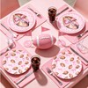 24Pcs Pink Bow Football Paper Plates, Touchdowns or Tutus, 7In