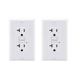 Baomain 2PCS 20 Amp Blank Face GFCI with Wallplate Self-Test Indoor Receptacle with Indicator Light GFCI Outlet Receptacl Ground Fault Circuit Interruptor UL Listed White