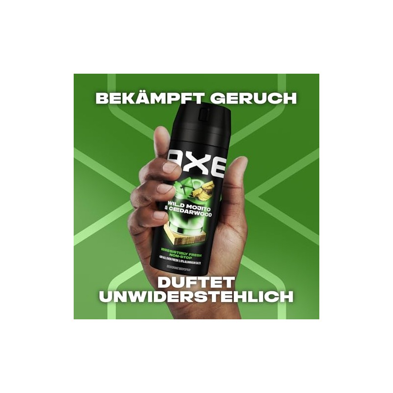 Axe Bodyspray Wild Mojito & Cedarwood Deo ohne Aluminium sorgt