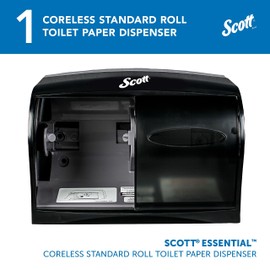 Scott Professional Coreless Standard Roll Toilet Paper Dispenser (09604), Black, Holds 2 Rolls, Wall Mounted, Commercial Grade (Qty 1)