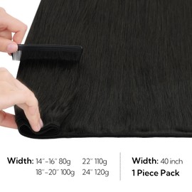 HOTBANANA Sew in Hair Extensions Real Human Hair, 22inch 110g Weft Hair Extensions Natural Black Sew in Hair Extensions Straight Remy Human Hair Weft Hair Extensions Full Head