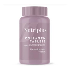 FARMASI Nutriplus Collagen Tablets - 2000 mg de Colágeno Hidrolizado Tipo I y III por Porción (2 Tabletas) con Vitamina C | Suplemento para Piel, Cabello y Uñas - 30 Tabletas