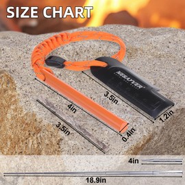 NESAYVER Fire Starter Ferro Rod, Survival Flint Fire Starters Kit with Paracord Lanyard Handle Striker for Hiking and Camping, Flint and Steel Survival Tool with Tinder Rope Pocket Bellow 4 Inx0.4 in