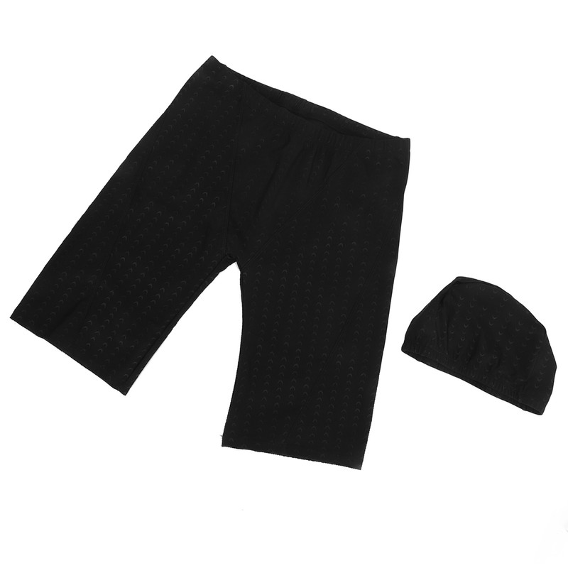Men Swim Shorts and Cap Waterproof Adjustable Waist Strap Quick
