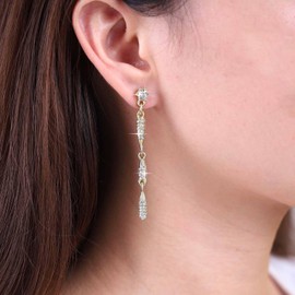 Aneneiceera Vintage Crystal Rhinestone Earrings Gold CZ Dangle Earrings Long Full Rhinestone Earrings CZ Tassel Earrings Crystal Boho Earrings Jewellery for Women and Girls, Metal