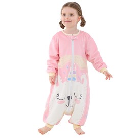 COOKY.D Unisex Long Sleeve Baby Sleeping Bags with Feet Toddler Boys Girls Animal Portable for 1-6 Years, pink
