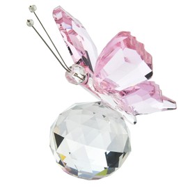 ZEACCT 1 Piece Flying Crystal Butterfly, Crystal Flying Butterfly Base Decoration, Suitable for Home and Outdoor Decoration, Animal Statue - Pink