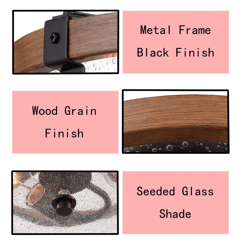 DEYNITE Farmhouse 2-Light Ceiling Light Fixture, Semi Flush Mount Ceiling