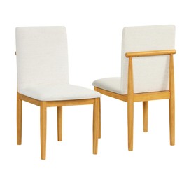 HomePop Modern Upholstered Farmhouse Dining Chairs - Cream White Textured Woven (Set of 2)
