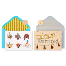 Papyrus Birthday Cards, Dogs and Banner (2-Count)