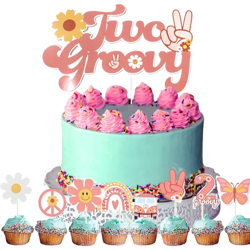 Decoración hippie para cupcakes de fiesta para dos decoraciones de