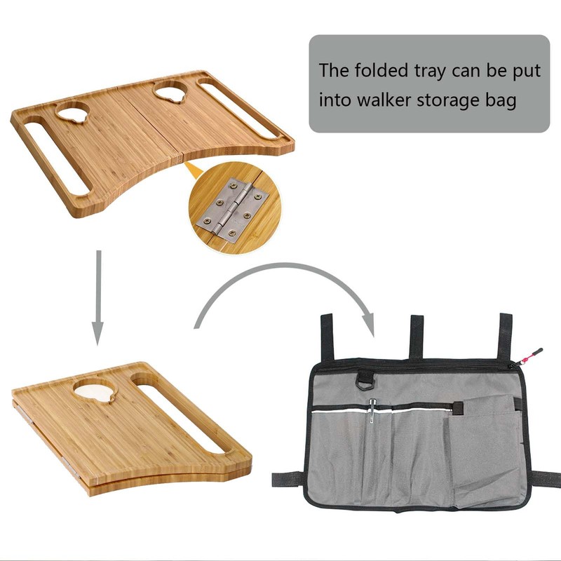 Walker Tray & Storage Bag Combo with Cup Holder, Large