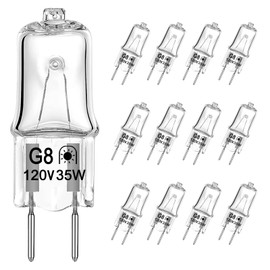 G8 Halogen Bulb, 35W 120V G8 Bi-Pin Base Xenon Bulb, T4 JCD Type 2700K Warm White Dimmable for Under Cabinet Puck Lighting Replacements (12 Pack)